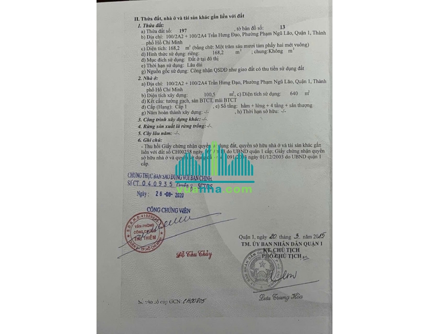 Bán Nhà MT 100/2A2-2A4 Trần Hưng Đạo – Q1 – CHDV 26 Căn, HĐT 155tr/Th