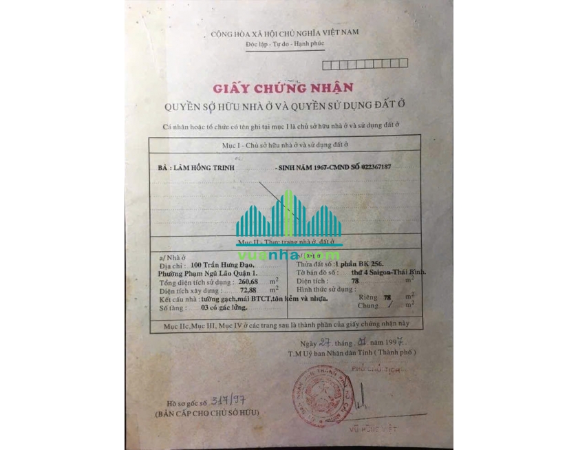 Bán nhà góc 2 MT 100 Trần Hưng Đạo, Quận 1, DT: 4.2x20, trệt, 2 lầu, HD thuê 85tr/th