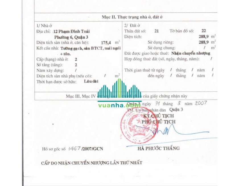 Bán Tòa Nhà 12 Phạm Đình Toái, P.6 – Quận 3 – DT 11x25m, HĐT 341 Triệu/Tháng