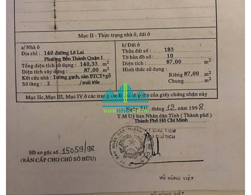 Bán Nhà Mặt Tiền 140–142 Lê Lai, P. Bến Thành – Quận 1 – DT 8X21.5M, Giá 175 tỉ