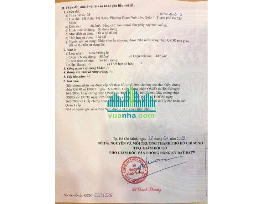 Bán Building 158B Bùi Thị Xuân, P.Phạm Ngũ Lão – Quận 1 – DT 5,5x18m, HĐT 10.000 USD