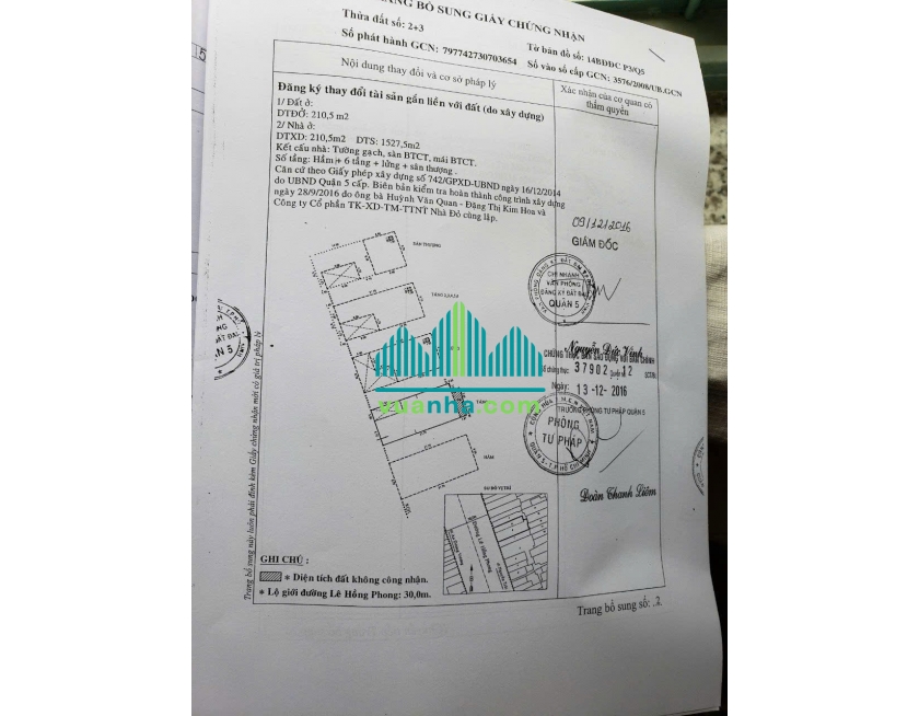 Bán Building 160-162 Lê Hồng Phong – Quận 5 – DT 9,7x22M, HĐT 350tr/Th