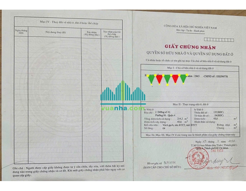 Bán Nhà Mặt Tiền 2 Đường Số 41, P.6 – Quận 4 – DT 5.55X13.4M, HĐT 80 Triệu/Tháng