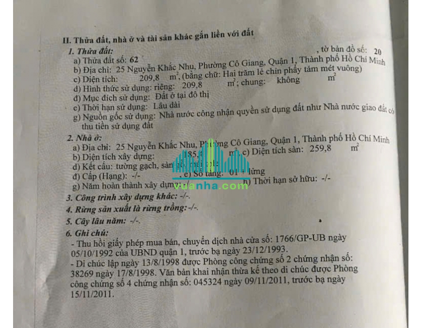 Bán Nhà Mặt Tiền 25–27 Nguyễn Khắc Nhu, P. Cô Giang – Quận 1 – DT 11X29M