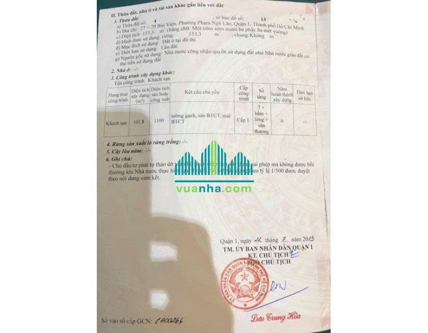 Bán MT 27-29 Bùi Viện, P. Phạm Ngũ Lão, Quận 1 – HĐ Thuê 12.000 USD/tháng