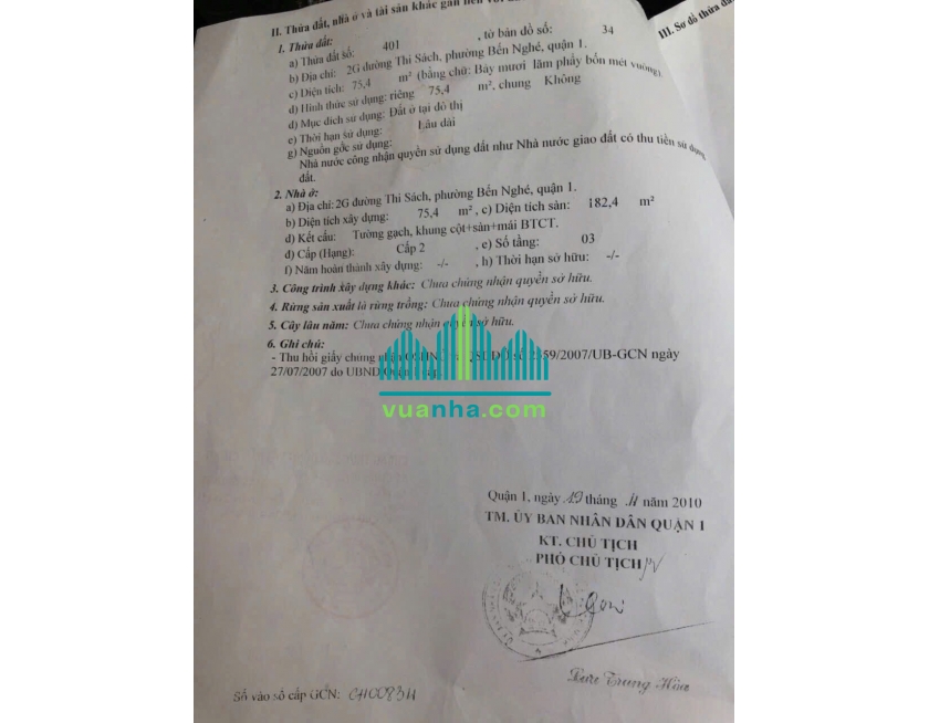 Bán Tòa Nhà 2G Thi Sách, P. Bến Nghé – Quận 1 – Nở Hậu Hiếm