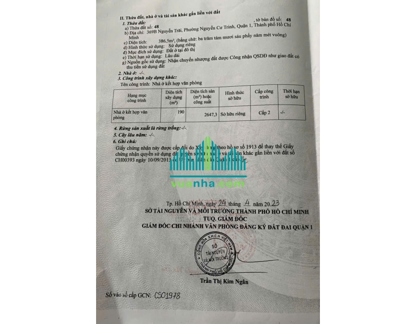 Bán Tòa Nhà 369B Nguyễn Trãi, P. Nguyễn Cư Trinh, Quận 1 – Giá 458 Tỷ