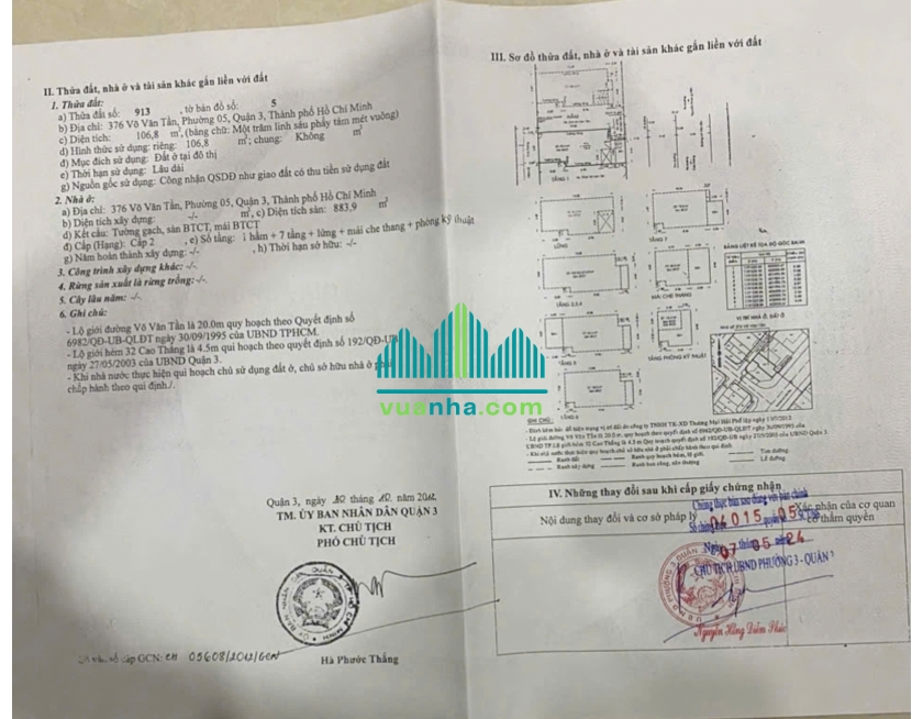 Bán Tòa Nhà 376 Võ Văn Tần – Quận 3 – Hầm 11 Tầng DT 6x18m, Giá 115 tỷ