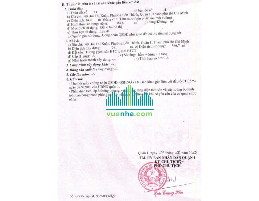 Bán khách sạn 40–42 Bùi Thị Xuân, P. Bến Thành, Quận 1 – Giá 250 Tỷ