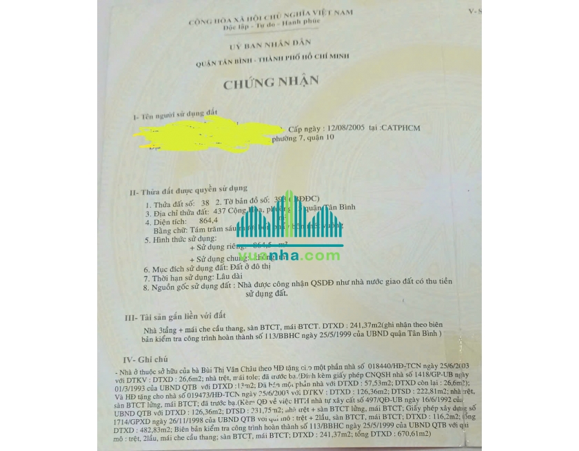 Bán Khuôn Đất Lớn Mặt Tiền 437-439 Cộng Hòa – Tân Bình – Gần Ga T3