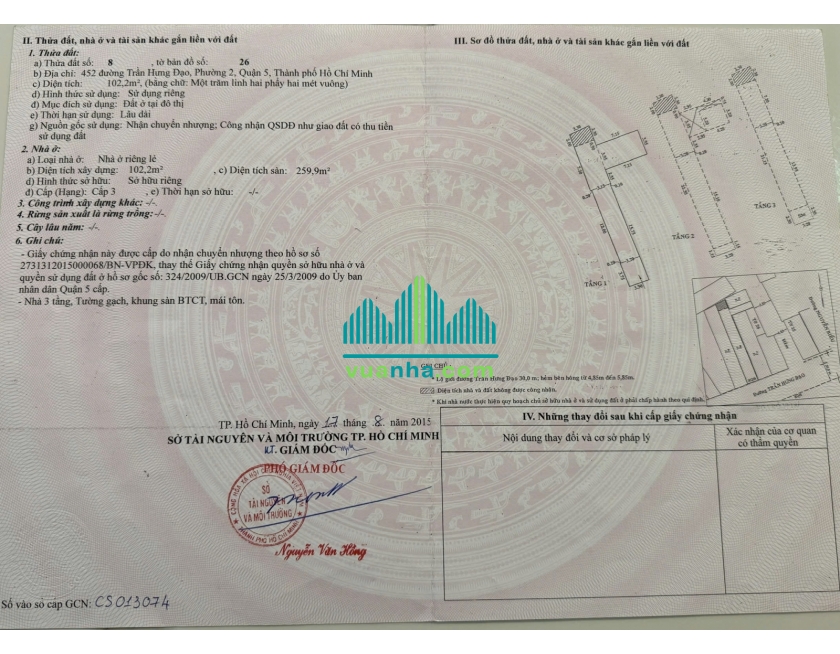 Bán 2 Căn Liền Kề 450A-452 Mặt Tiền Trần Hưng Đạo – Quận 5 – DT Gần 186m², HĐT 8000USD