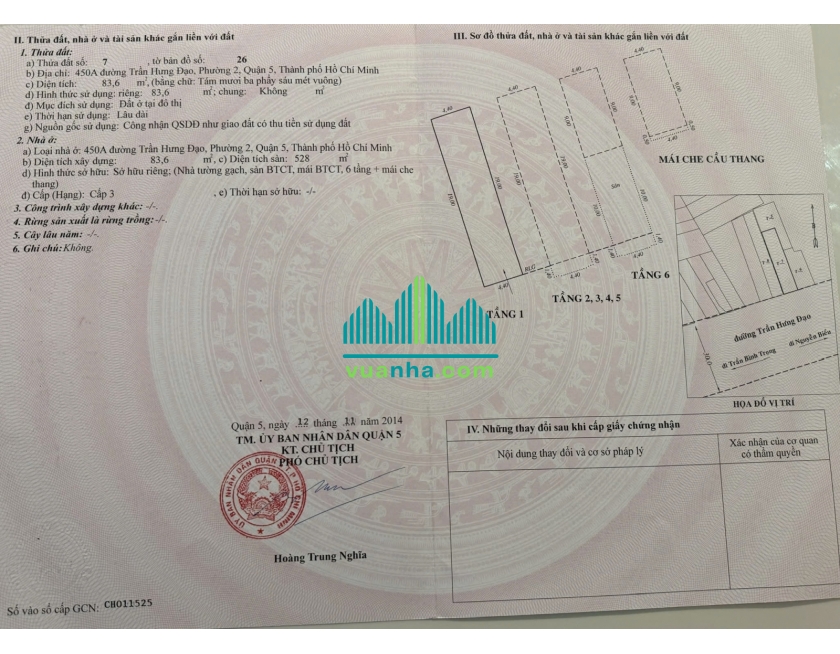 Bán 2 Căn Liền Kề 450A-452 Mặt Tiền Trần Hưng Đạo – Quận 5 – DT Gần 186m², HĐT 8000USD