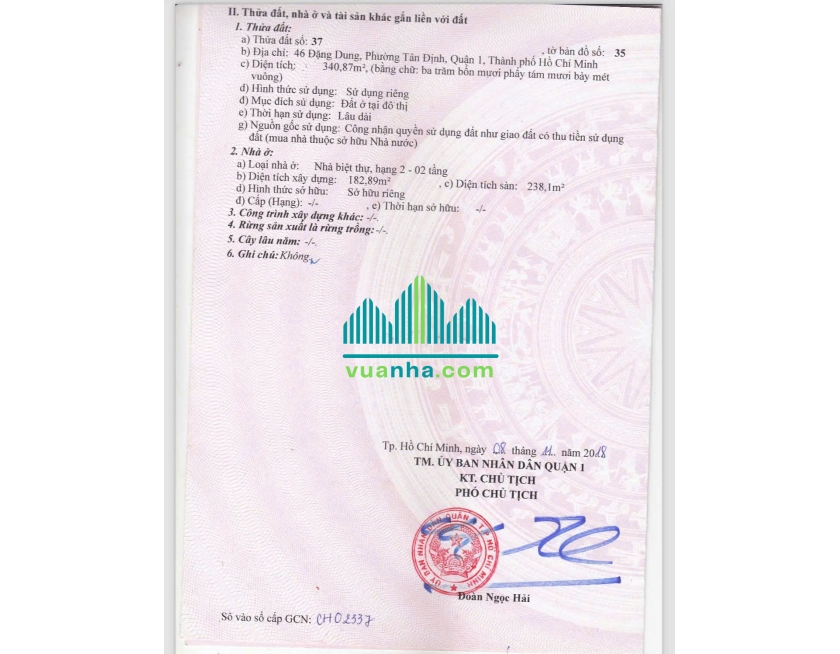 Bán Nhà Mặt Tiền 46 Đặng Dung, P. Tân Định, Quận 1 – DT 14.1×24.5m, Giá 160 Tỷ