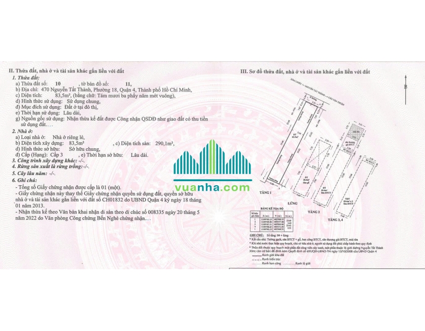 Bán Nhà Mặt Tiền 470 Nguyễn Tất Thành – Quận 4 – DT 3,51x23,62m, Giá 18.5 tỉ