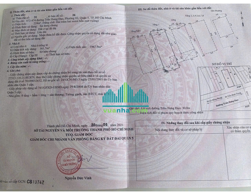 Bán Tòa Nhà 472-474 Trần Hưng Đạo – DT Sàn Gần 2.000m² – HĐT>400tr/Th