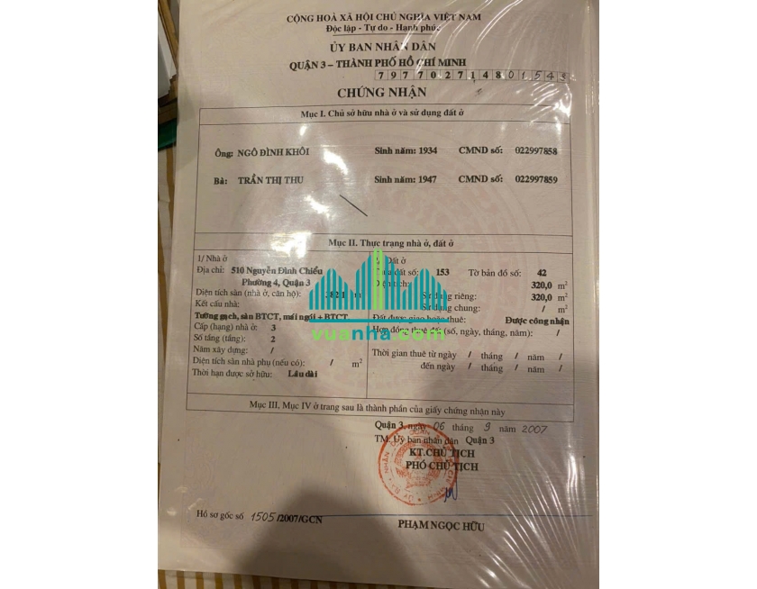 Bán Nhà Mặt Tiền 510 Nguyễn Đình Chiểu, P.4 – Quận 3 – DT 15.3x21m, Giá 250 tỉ