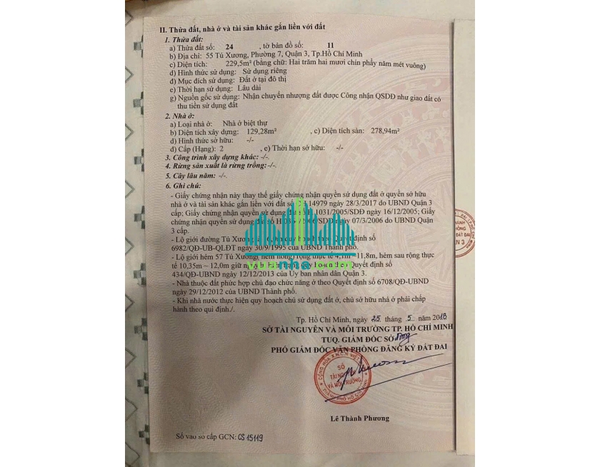 Bán Nhà Mặt Tiền 55 Tú Xương, P. Xuân Hòa (Võ Thị Sáu), Quận 3 – Giá 280 Tỷ