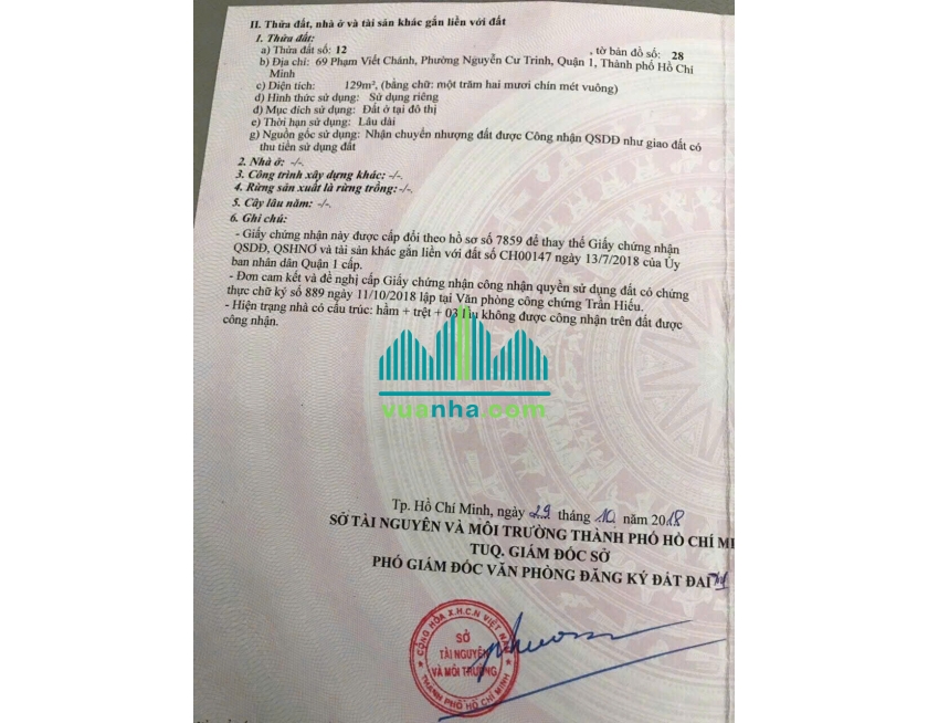 Bán Nhà Mặt Tiền 69 Phạm Viết Chánh, P. Nguyễn Cư Trinh – Quận 1 – HĐT 9.000 USD/Tháng