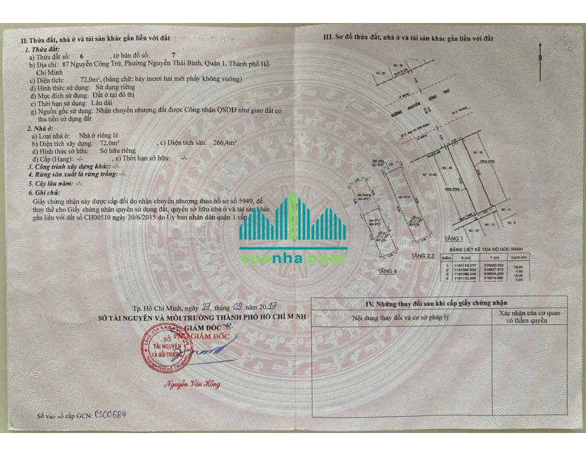 Bán Nhà Mặt Tiền 87 Nguyễn Công Trứ, Nguyễn Thái Bình – Quận 1 – DT 4x18m, HĐT 75tr/Th