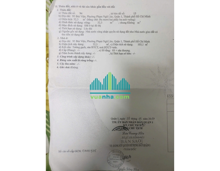 Bán Nhà Mặt Tiền 95 Bùi Viện, P. Phạm Ngũ Lão – Quận 1 - DT 3.6X10M, Giá 32 tỉ TL